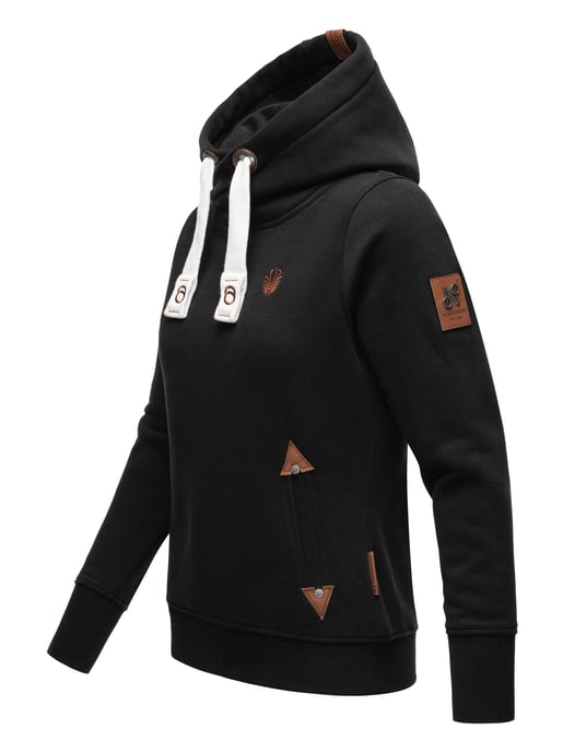 Navahoo Damen Hoodie Namikaa – Kuscheliger Kapuzenpullover mit Hochkragen & Kunstleder-Details - Image 2