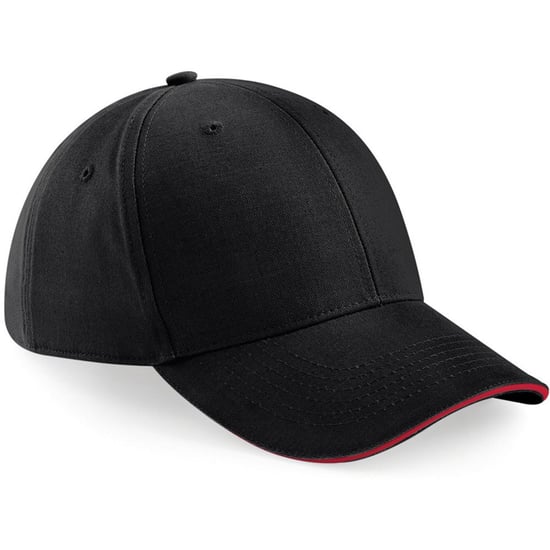 Beechfield Unisex Athleisure Baseball Kappe Baumwolle (Schwarz/Klassik Rot) - Image 1