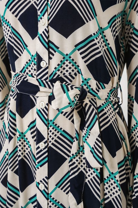 Karo Midi Hemdkleid mit Knopfverschluss - Image 4