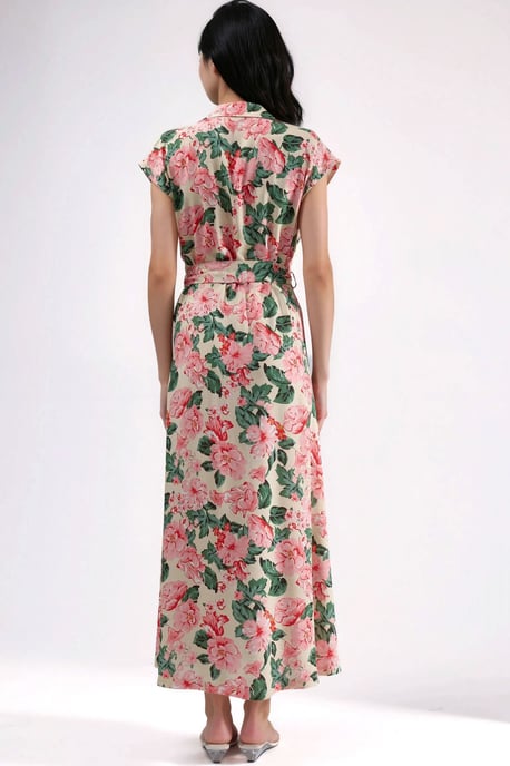 Gemustertes Midi-Hemdkleid mit Knopfverschluss - Image 5