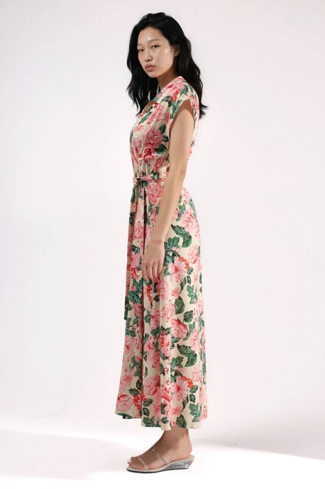 Gemustertes Midi-Hemdkleid mit Knopfverschluss - Image 6