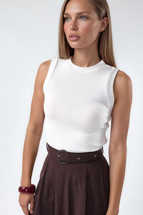 Gürtel-A-Linie Midi-Kleid mit Rundhalsausschnitt - Image 3
