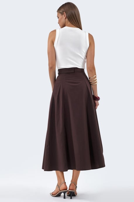 Gürtel-A-Linie Midi-Kleid mit Rundhalsausschnitt - Image 4