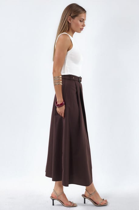 Gürtel-A-Linie Midi-Kleid mit Rundhalsausschnitt - Image 5