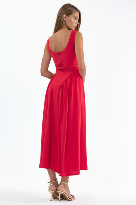 Quadratischer Kragen Gürtelt Midi-Kleid - Image 2
