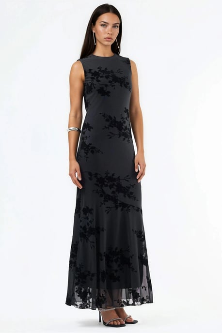 Blumen-Flush-Print-Tüll-Maxikleid - Image 2