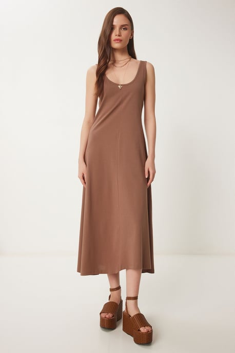 U-Kragen Midi Kleid - Image 1
