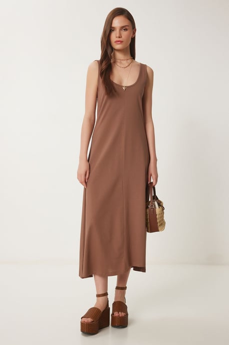 U-Kragen Midi Kleid - Image 2