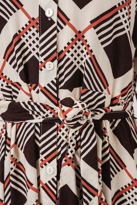 Karo Midi Hemdkleid mit Knopfverschluss - Image 5