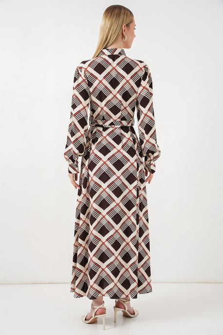 Karo Midi Hemdkleid mit Knopfverschluss - Image 6