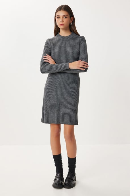 Geripptes A-Linien Strick-Minikleid - Image 2