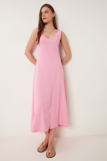 U-Kragen Midi Kleid - Image 1