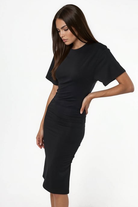 Crew-Neck Mini-T-Shirt-Kleid mit Drapierung - Image 2