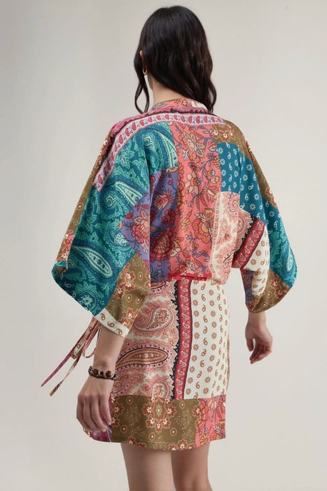 Etnischer Druck Mini Kleid mit Front-Tie - Image 3