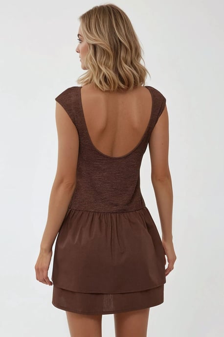 Texturiertes Minikleid mit Rundhalsausschnitt - Image 2