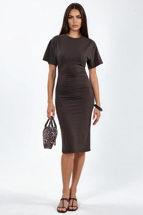 Mini-T-Shirt-Kleid mit Drapierung und Rundhalsausschnitt - Image 1