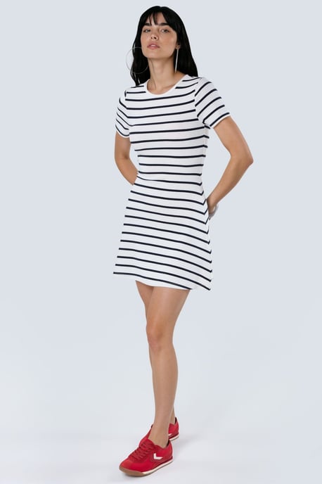 Gestreiftes Kurzarm-Mini-T-Shirt-Kleid - Image 5