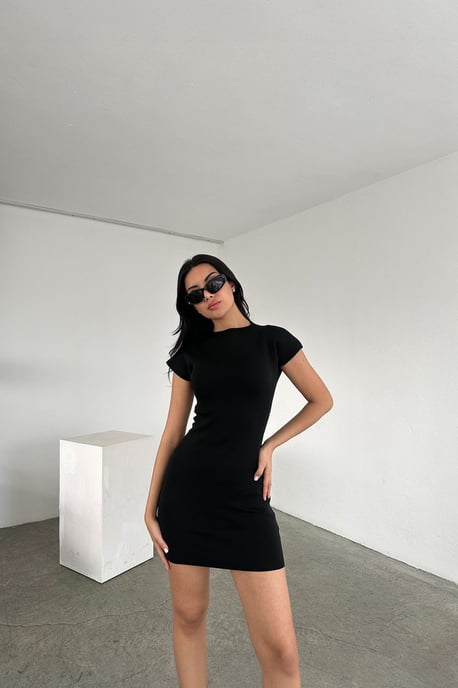 Mixray Basic Mini-Strickkleid - Schwarz - Image 1