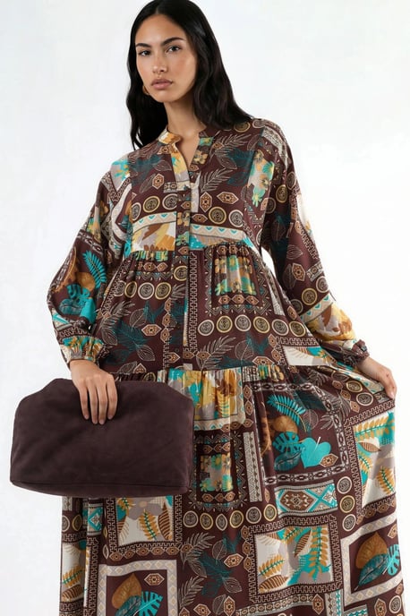 V-Ausschnitt gemustertes Maxikleid - Image 2