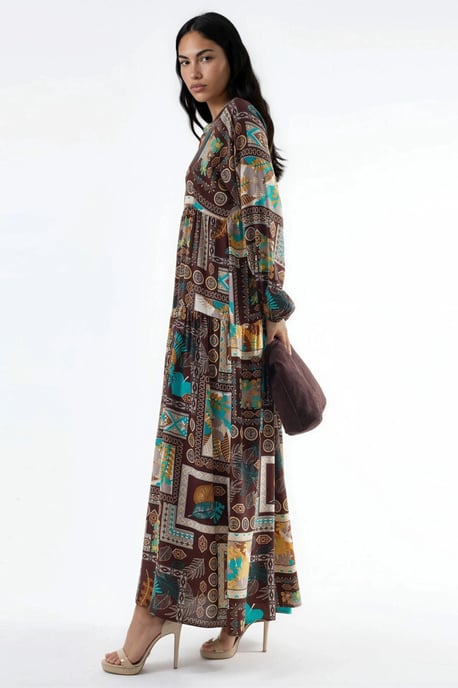 V-Ausschnitt gemustertes Maxikleid - Image 4