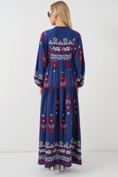 Gemustertes V-Ausschnitt Maxikleid - Image 6