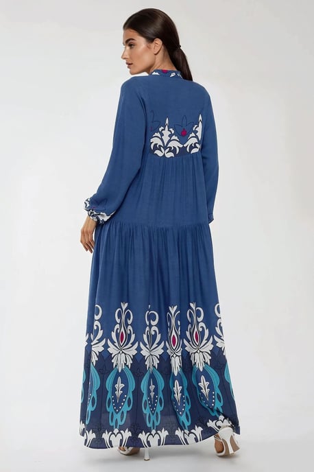 Bedrucktes Langarm-Viskose-Maxi-Kleid - Image 2