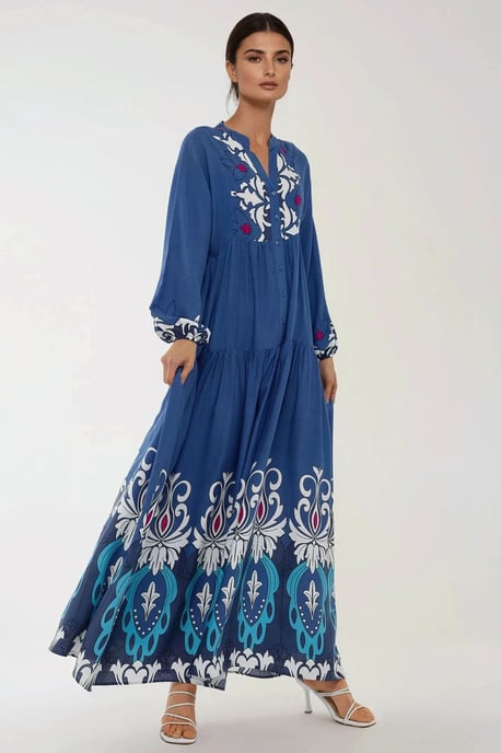 Bedrucktes Langarm-Viskose-Maxi-Kleid - Image 5