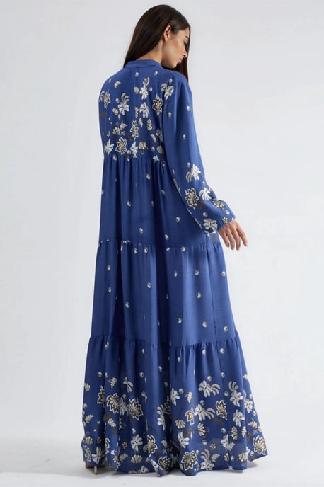 Gemustertes V-Ausschnitt Maxikleid - Image 3