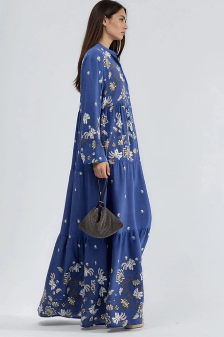 Gemustertes V-Ausschnitt Maxikleid - Image 6