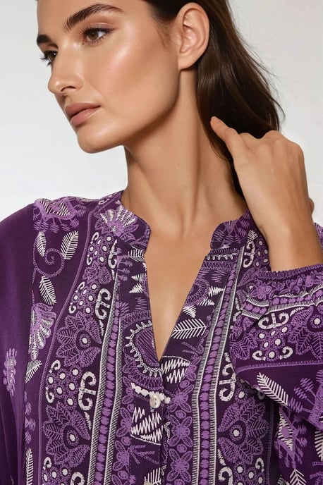 Bedrucktes Langarm-Viskose-Maxi-Kleid - Image 3