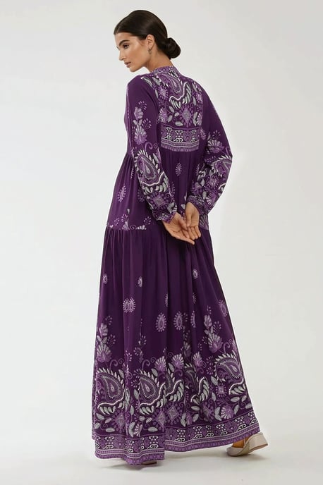 Bedrucktes Langarm-Viskose-Maxi-Kleid - Image 6