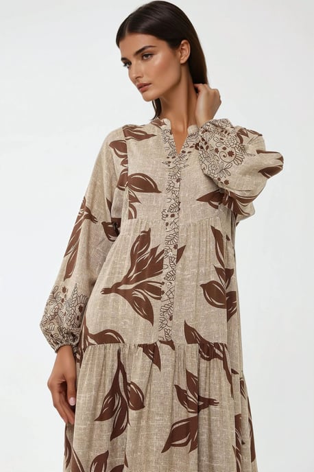 Bedrucktes Langarm-Viskose-Maxi-Kleid - Image 2