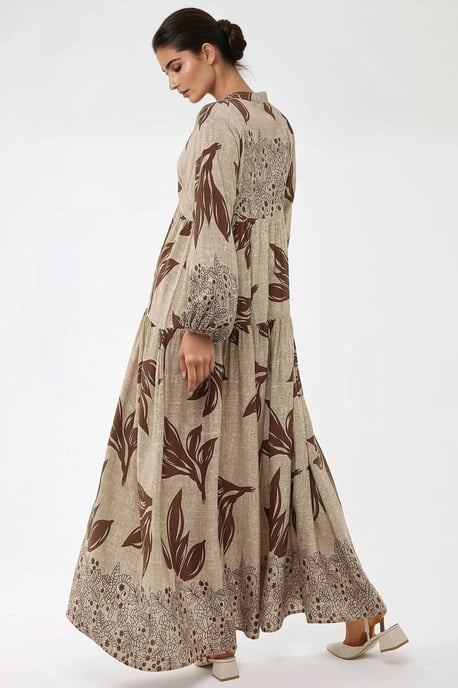 Bedrucktes Langarm-Viskose-Maxi-Kleid - Image 3