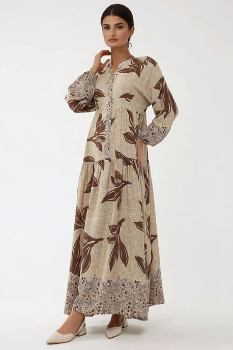 Bedrucktes Langarm-Viskose-Maxi-Kleid - Image 4