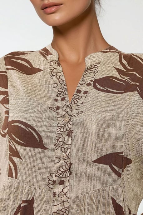 Bedrucktes Langarm-Viskose-Maxi-Kleid - Image 6
