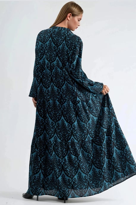 Komfortables gemustertes Maxikleid mit V-Ausschnitt - Image 2