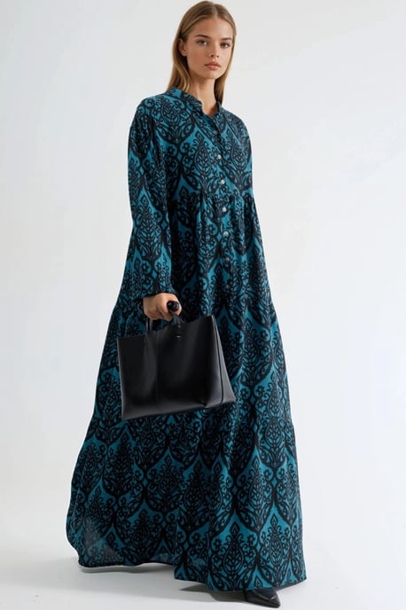 Komfortables gemustertes Maxikleid mit V-Ausschnitt - Image 3