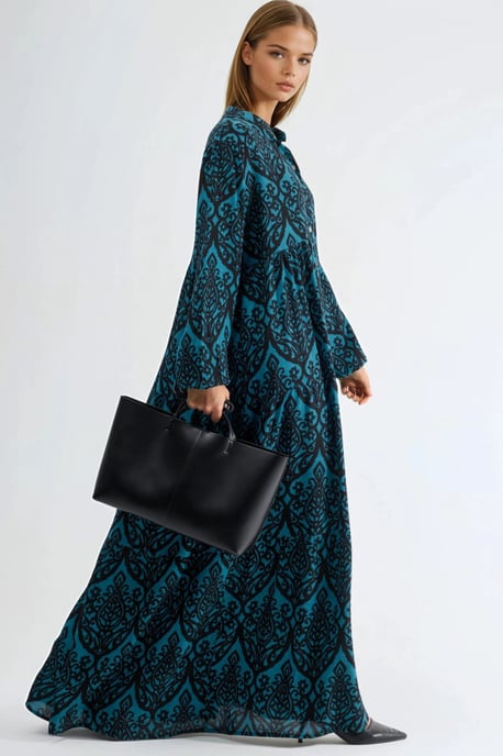 Komfortables gemustertes Maxikleid mit V-Ausschnitt - Image 5