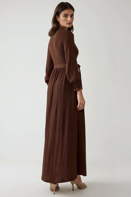 Strukturiertes Maxikleid mit Rundhalsausschnitt - Image 4