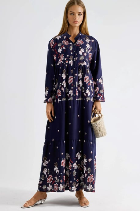 Gemustertes V-Ausschnitt Maxikleid - Image 2