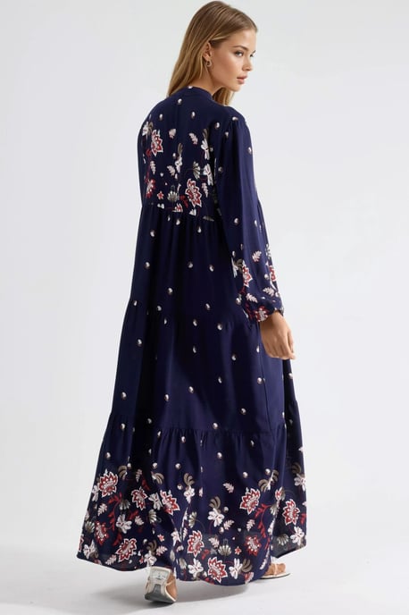 Gemustertes V-Ausschnitt Maxikleid - Image 4