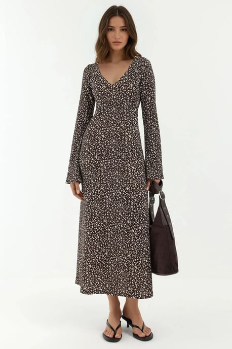 Elegantes Blumentop mit V-Ausschnitt im Bodycon-Stil maxi Kleid - Image 1