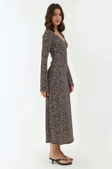 Elegantes Blumentop mit V-Ausschnitt im Bodycon-Stil maxi Kleid - Image 4
