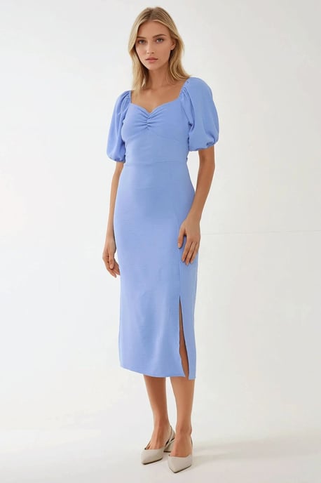 Schmal geschnittenes Maxikleid mit Herzkragen - Image 3