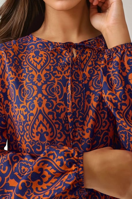 Bedrucktes A-Linien Maxikleid mit Rundhalsausschnitt - Image 2