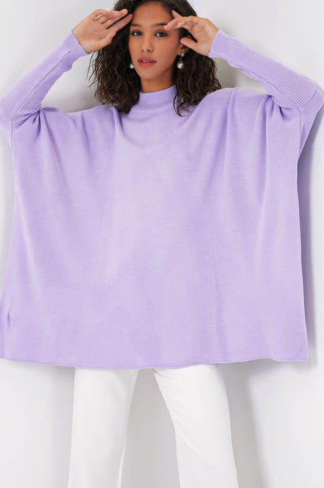 Oversized Halbsteher-Langarm-Strickpullover - Image 1