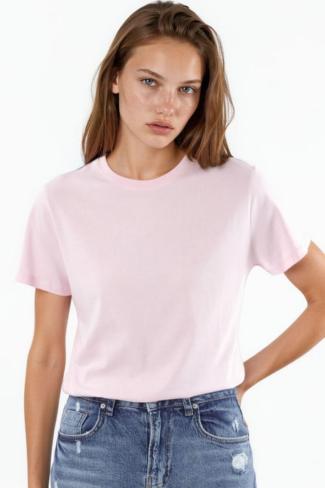 Schlichtes Rundhalsausschnitt Baumwoll-T-Shirt - Image 1