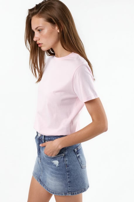 Schlichtes Rundhalsausschnitt Baumwoll-T-Shirt - Image 2