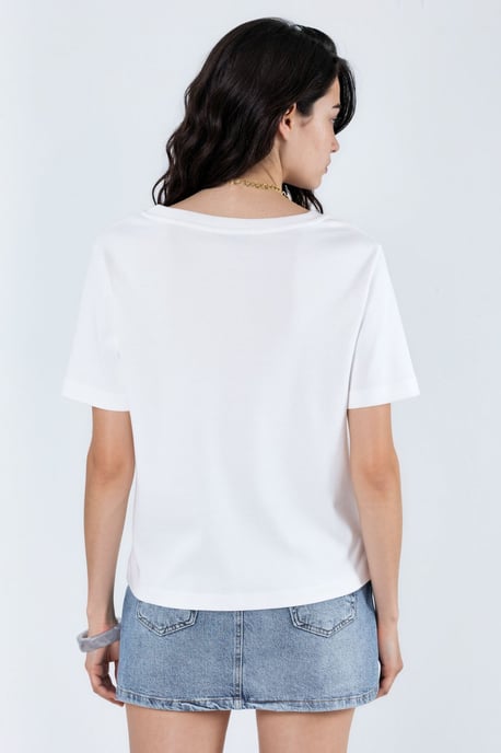 V-Ausschnitt Unifarben Regular Fit Baumwoll-T-Shirt - Image 5