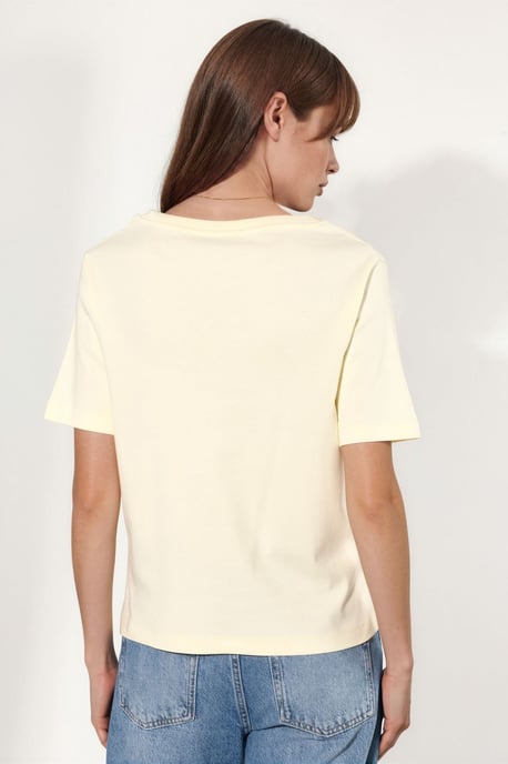 V-Ausschnitt Unifarben Regulär Fit Baumwoll-T-Shirt - Image 4